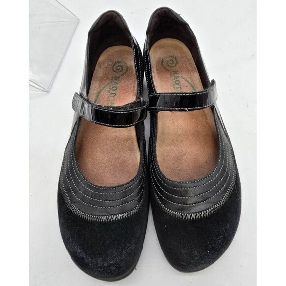 Black Suede Naot Leather Mary Jane Shoes Womens 9 Comfortable Sole Stylish D - Picture 1 of 9